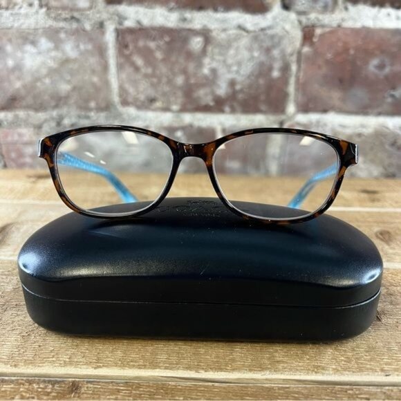Lulu Guinness LR45 2.5 Tortoise Frames with Turquoise Interior - Picture 2 of 12